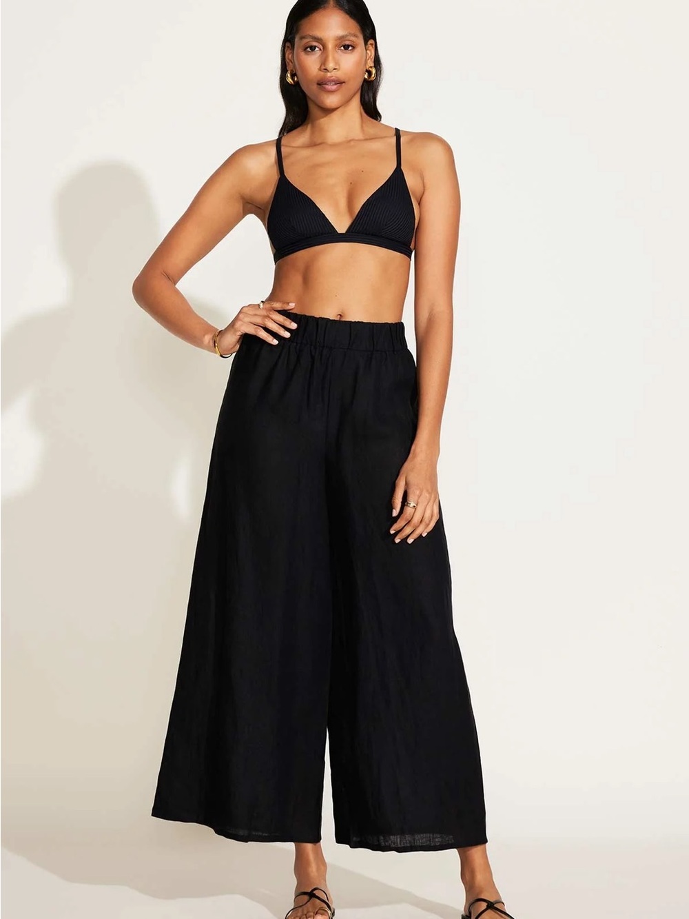 Vitamin A Tallows Linen Wide Leg Pant - Black EcoLinen - Picture 4 of 5